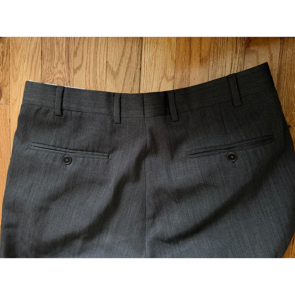 Brooks Brothers Trouser Pant Texture Gray 33x33 100% Wool Pleated Cuffed Vintage - Picture 5 of 5